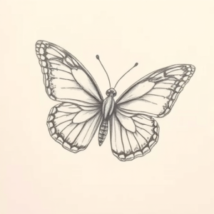 Pencil Dotwork Outline Butterfly Tattoo