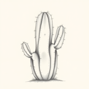 Pencil Dotwork Outline Cactus Tattoo