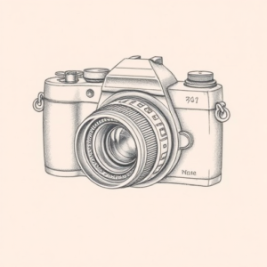 Pencil Dotwork Outline Camera Tattoo