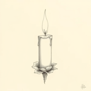 Pencil Dotwork Outline Candle Tattoo