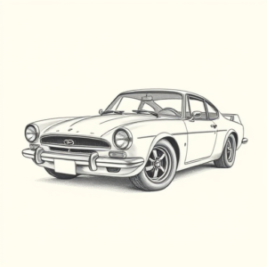 Pencil Dotwork Outline Car Tattoo