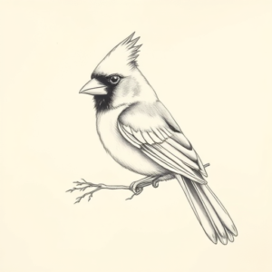 Pencil Dotwork Outline Cardinal Tattoo