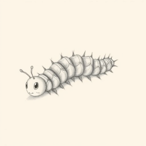 Pencil Dotwork Outline Caterpillar Tattoo