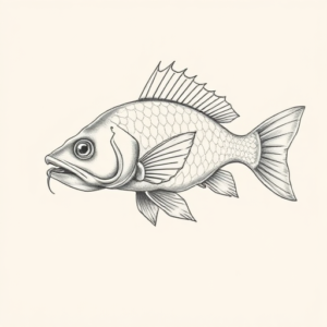 Pencil Dotwork Outline Catfish Tattoo