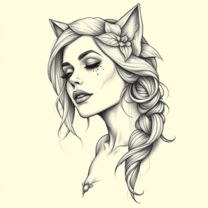 Pencil Dotwork Outline Catrina Tattoo