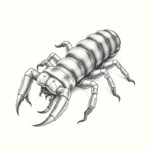 Pencil Dotwork Outline Centipede Tattoo