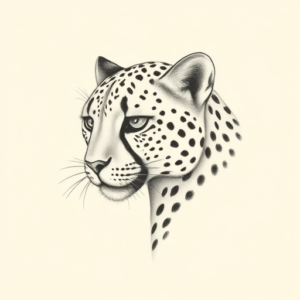 Pencil Dotwork Outline Cheetah Tattoo