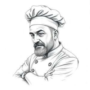 Pencil Dotwork Outline Chef Tattoo