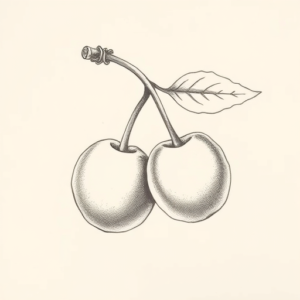 Pencil Dotwork Outline Cherry Tattoo