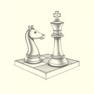 Pencil Dotwork Outline Chess Tattoo