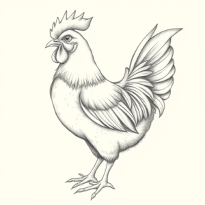 Pencil Dotwork Outline Chicken Tattoo