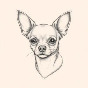 Pencil Dotwork Outline Chihuahua Tattoo