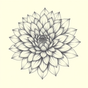 Pencil Dotwork Outline Chrysanthemum Tattoo