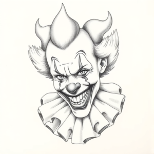 Pencil Dotwork Outline Clown Tattoo