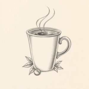 Pencil Dotwork Outline Coffee Tattoo