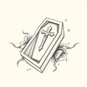 Pencil Dotwork Outline Coffin Tattoo