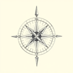 Pencil Dotwork Outline Compass Tattoo