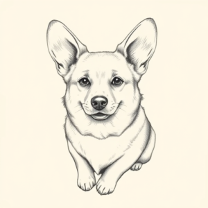 Pencil Dotwork Outline Corgi Tattoo
