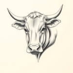 Pencil Dotwork Outline Cow Tattoo