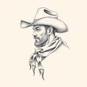Pencil Dotwork Outline Cowboy Tattoo