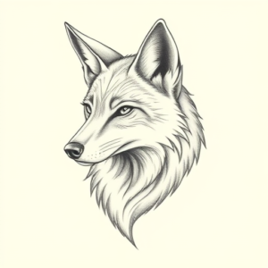 Pencil Dotwork Outline Coyote Tattoo