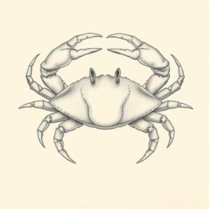 Pencil Dotwork Outline Crab Tattoo