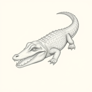 Pencil Dotwork Outline Crocodile Tattoo