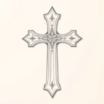 Pencil Dotwork Outline Cross Tattoo