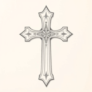 Pencil Dotwork Outline Cross Tattoo