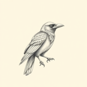 Pencil Dotwork Outline Crow Tattoo