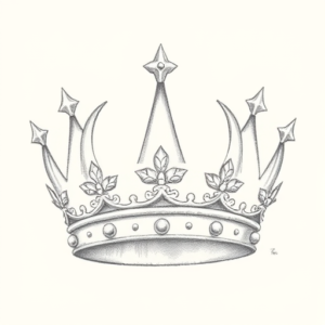 Pencil Dotwork Outline Crown Tattoo