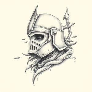 Pencil Dotwork Outline Crusader Tattoo