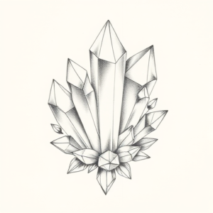 Pencil Dotwork Outline Crystal Tattoo