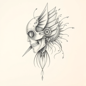 Pencil Dotwork Outline Cyber Tattoo