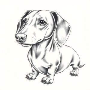 Pencil Dotwork Outline Dachshund Tattoo