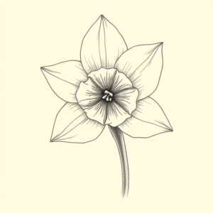 Pencil Dotwork Outline Daffodil Tattoo