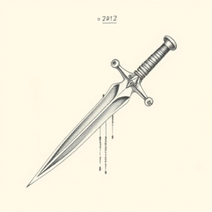 Pencil Dotwork Outline Dagger Tattoo