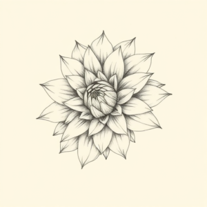 Pencil Dotwork Outline Dahlia Tattoo