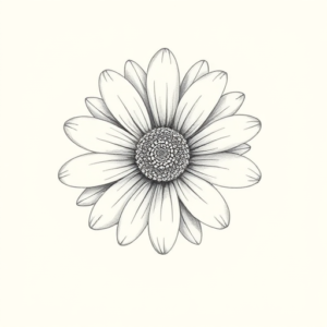 Pencil Dotwork Outline Daisy Tattoo