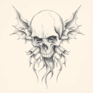 Pencil Dotwork Outline Death Tattoo