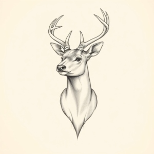 Pencil Dotwork Outline Deer Tattoo