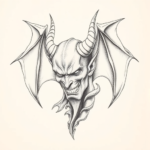 Pencil Dotwork Outline Devil Tattoo