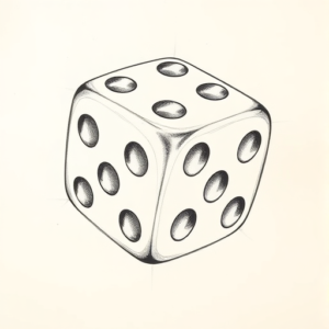 Pencil Dotwork Outline Dice Tattoo