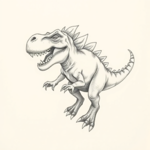 Pencil Dotwork Outline Dinosaur Tattoo