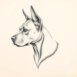 Pencil Dotwork Outline Dog Tattoo
