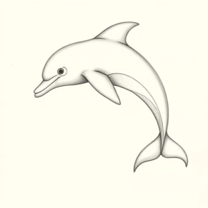 Pencil Dotwork Outline Dolphin Tattoo