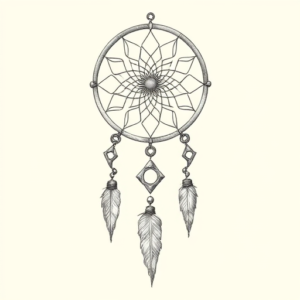 Pencil Dotwork Outline Dreamcatcher Tattoo