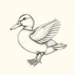 Pencil Dotwork Outline Duck Tattoo