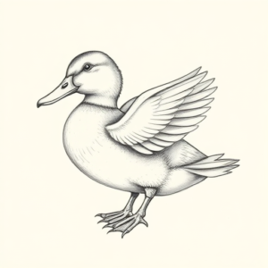 Pencil Dotwork Outline Duck Tattoo