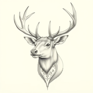 Pencil Dotwork Outline Elk Tattoo